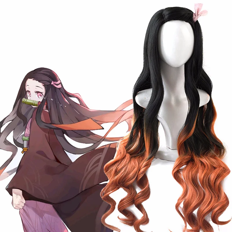 Anime Cosplay Nezuko - باروكة كامادو نيزوكو، شعر طويل متدرج