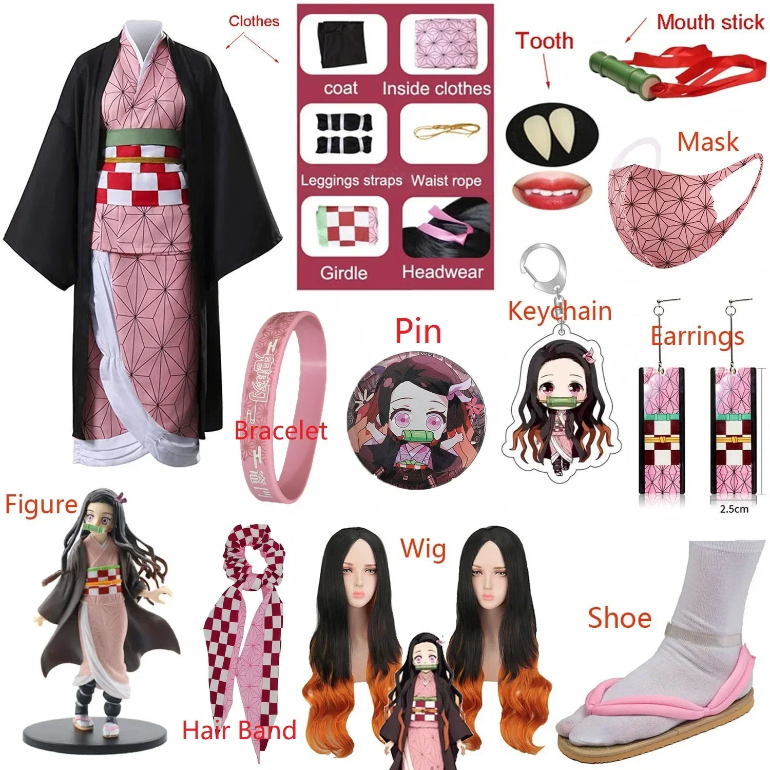 Anime Cosplay Nezuko - زي تنكري أنمي للكبار والأطفال على