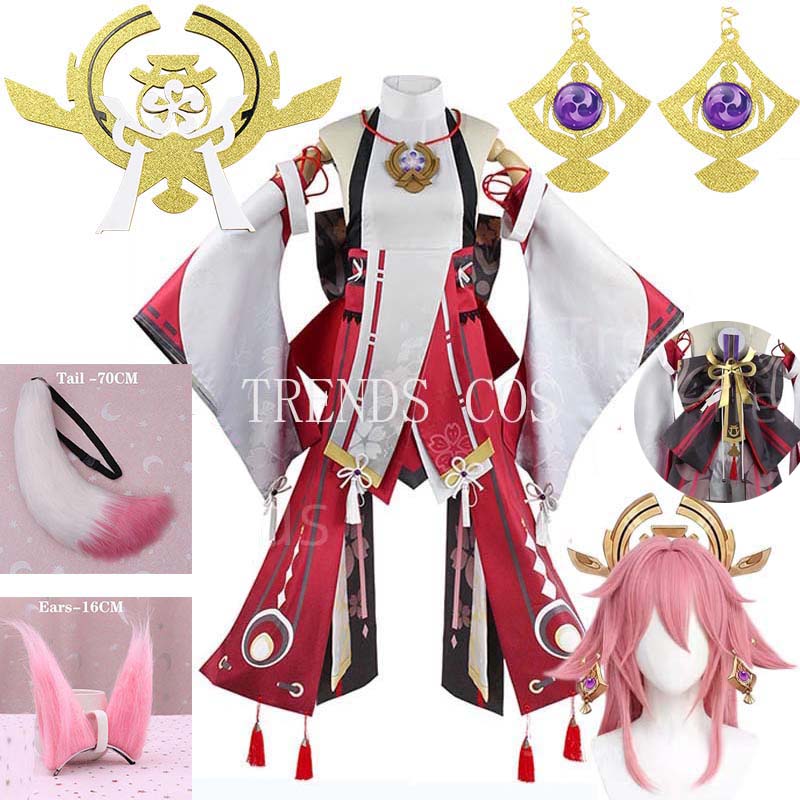 مجموعة كاملة من أزياء Yae Miko - مراجعة Cosplay Anime Yae Miko وسعره