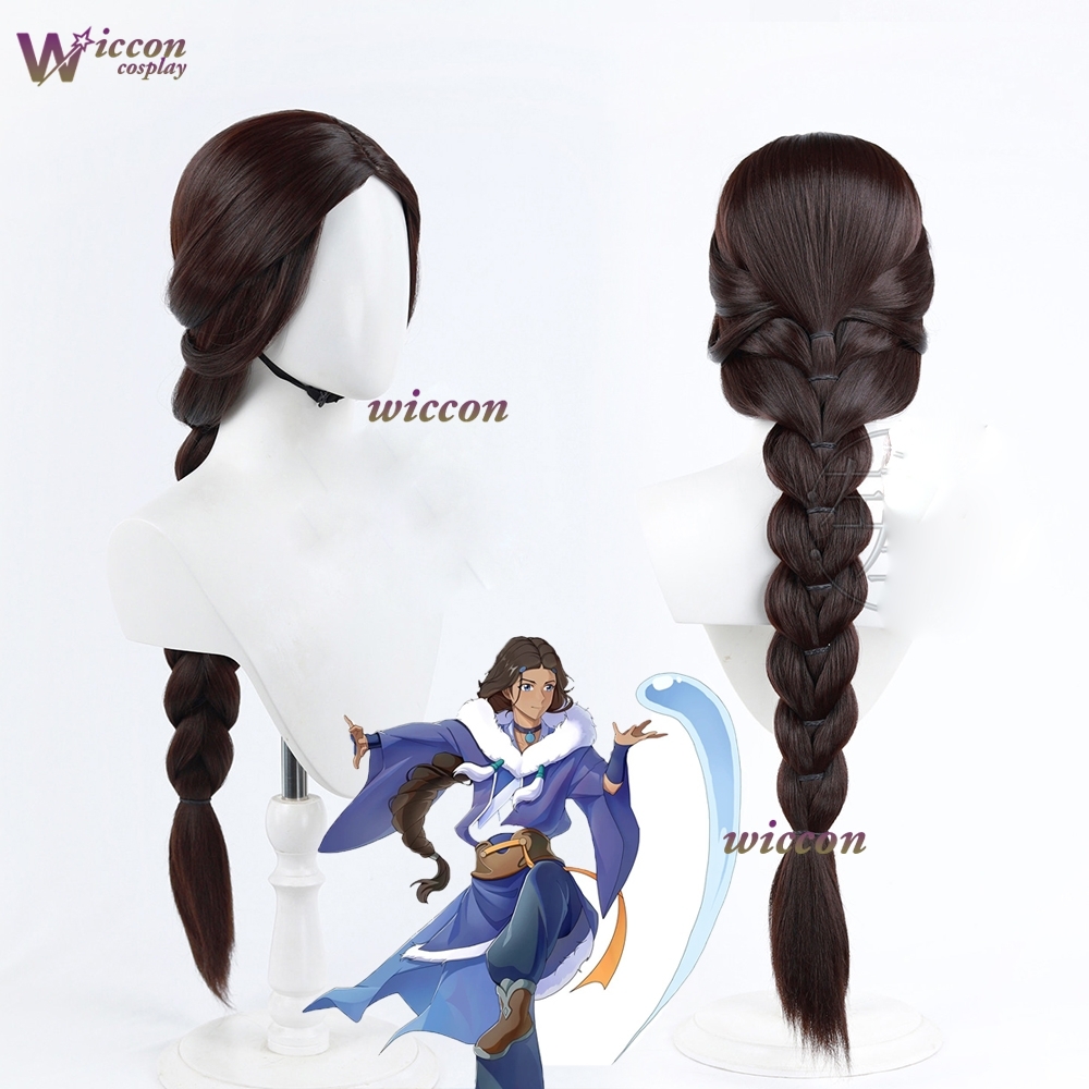 شعر مستعار طويل بني داكن مجدول - مراجعة Cosplay Avatar Anime وسعره