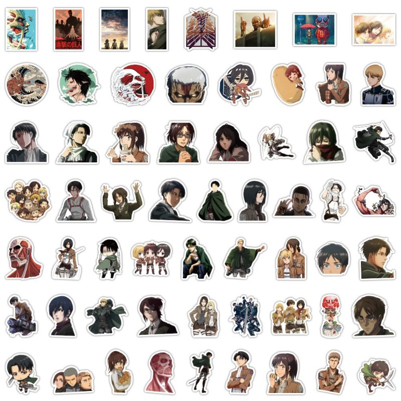 60 قطعة ملصقات أنيمي هجوم العم - مراجعة Anime Cosplay Diy وسعره
